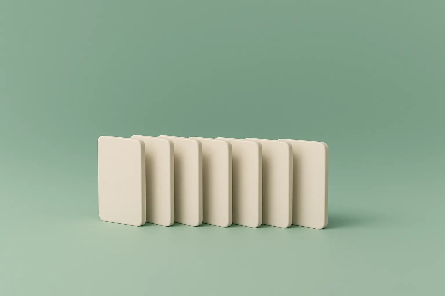 Illustratie van een rij blanco off-white tabletvormen op een groen veld, bij de begrippenlijst over 3D-printen