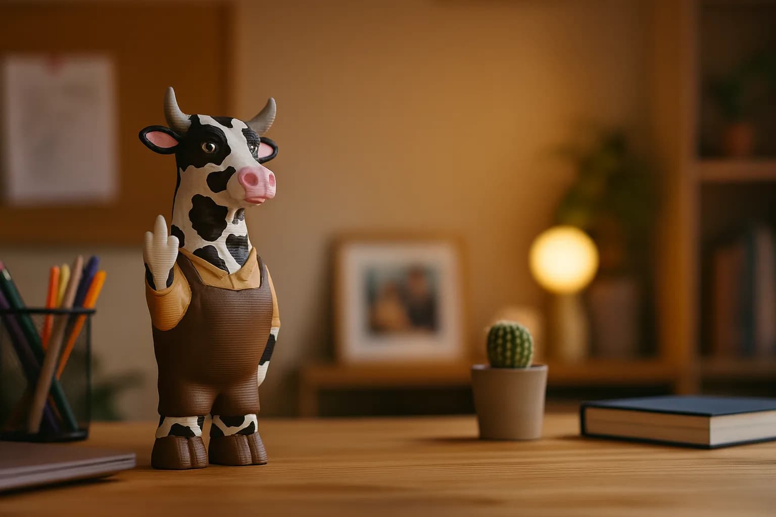 Expressieve 3D-geprinte dierfiguren met uitgesproken houding en gezichtsuitdrukking