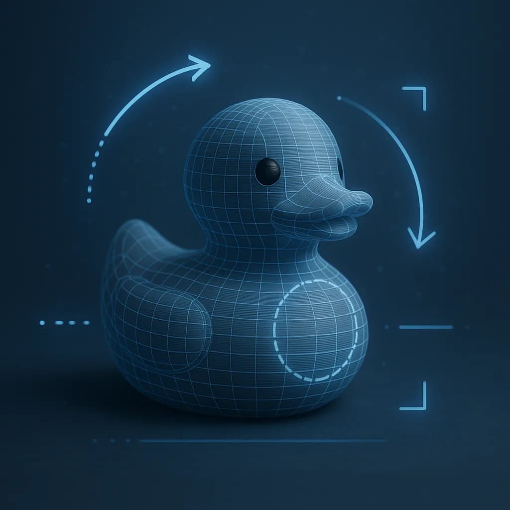 Digitaal 3D-wireframemodel van een badeend