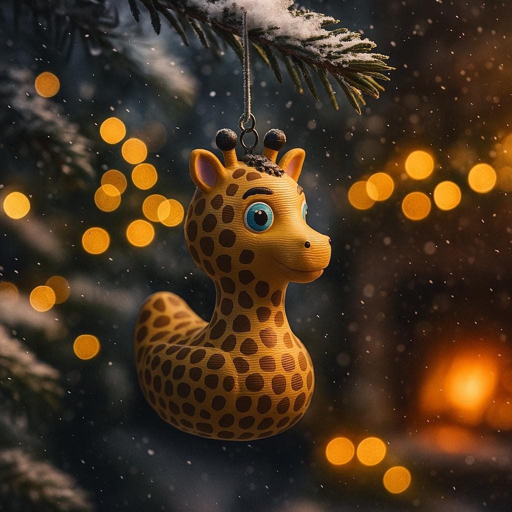 Tree Hanger 3D Printed Giraffe Duck Figurine: Playful Desk Decor Tree Decoration