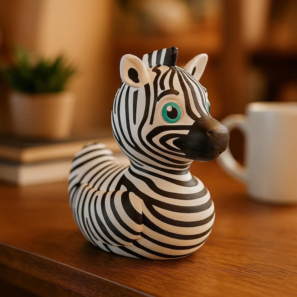 Zebra Duck Figurine: 3D Printed Quirky Desk Decor - Tree decoration