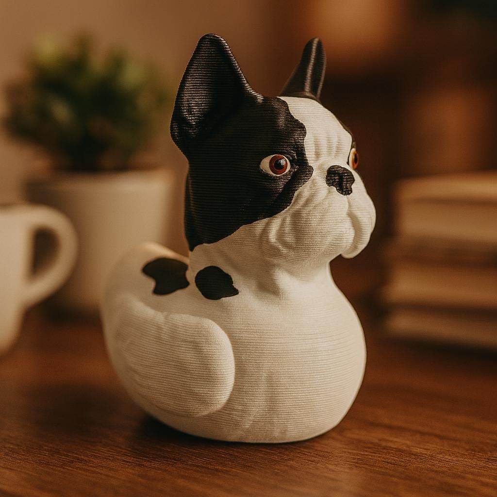 French Bullduck Figurine: 3D Printed Desk Decor