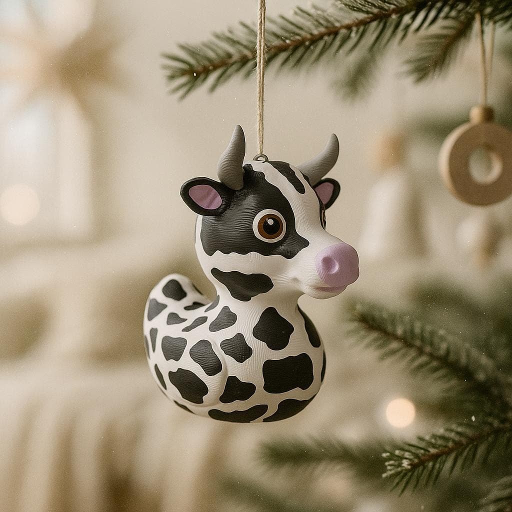 Tree hanger Cow Duck Figurine: Funny 3D Printed Farm Animal Decor Tree decoration
