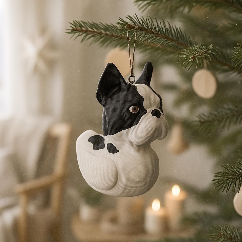 Tree hanger French Bullduck Figurine: 3D Printed Desk Decor Tree Decoration