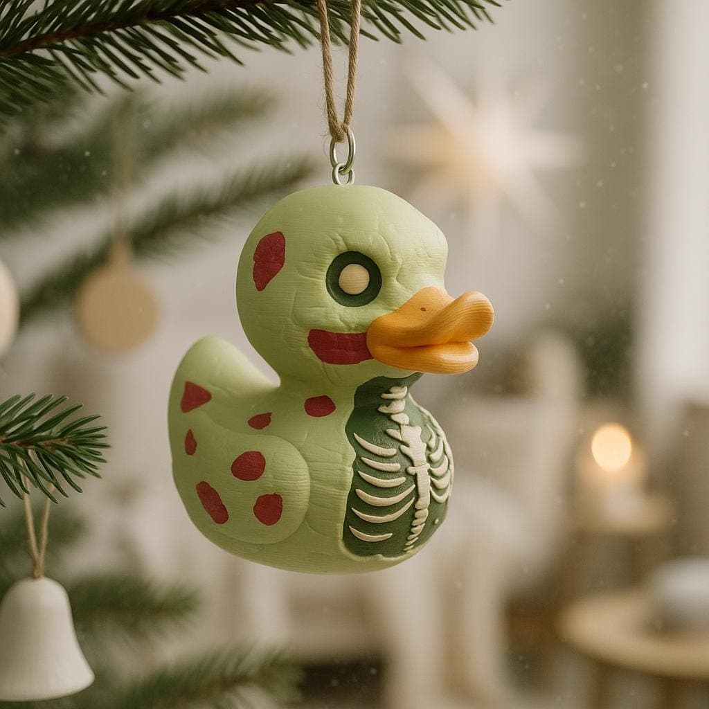 Tree Hanger - 3D Printed Zombie Duck Figurine: Spooky Halloween Decor - Tree Decoration