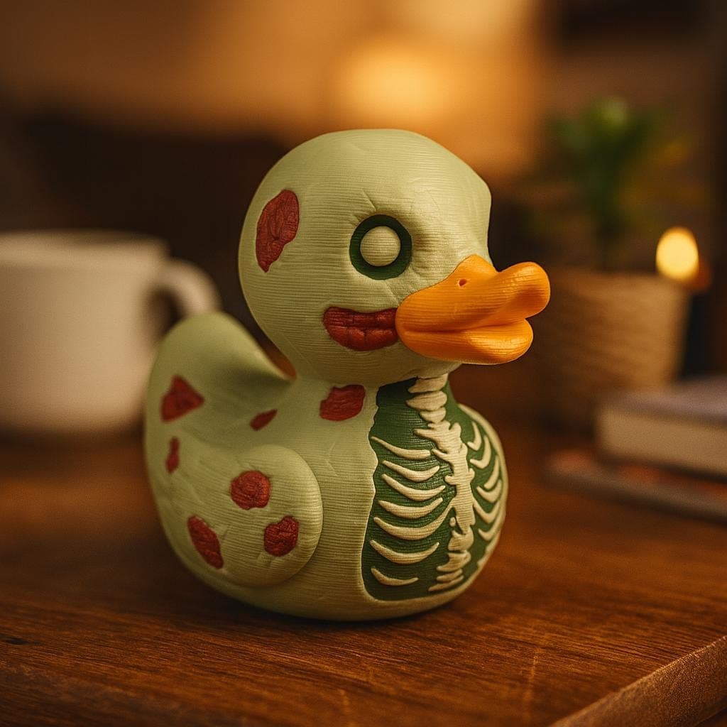3D Printed Zombie Duck Figurine: Spooky Halloween Decor - Tree Decoration