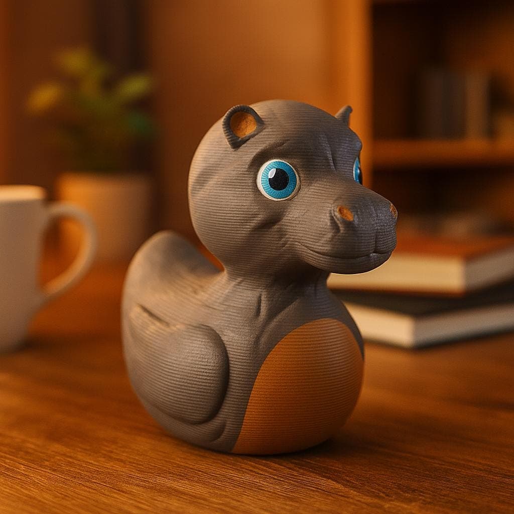 Hippo Duck Figurine: 3D Printed Funny Animal Decor
