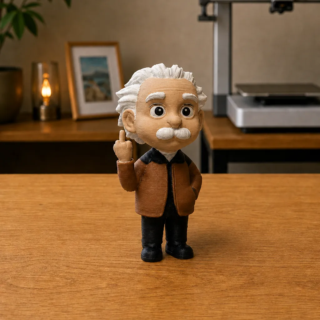 Albert Einstein met attitude, voor wie een knipoog verdient